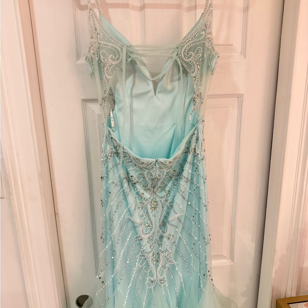 Light Blue Beaded Prom Dress - Picture 10 of 16